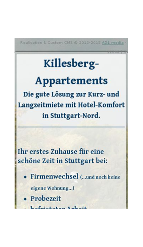 mobile Website Killesberg Appartements