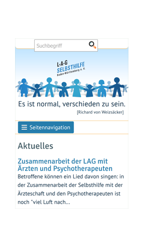 mobile Website der Landesarbeitsgemeinschaft SELBSTHILFE behinderter Menschen Baden-Württemberg e.V.