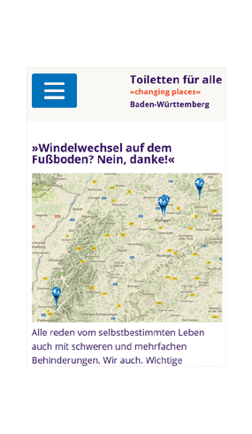 mobile Website des Projekts »Toiletten für alle« - Baden-Württembergu
